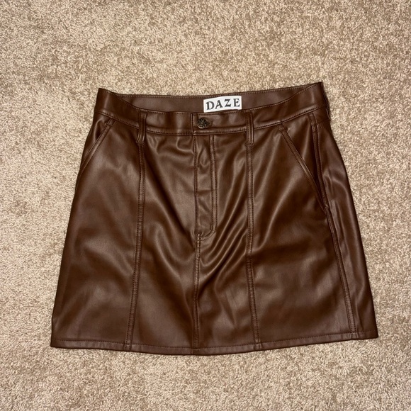 Daze Dresses & Skirts - Daze Brown Leather Skirt